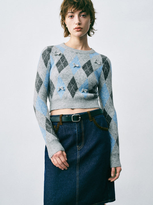 Argyle Printed Knitted T-Shirts