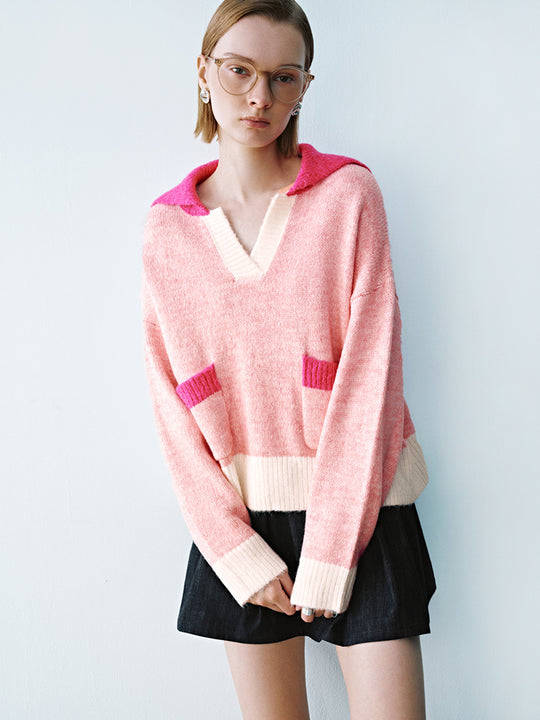 T-shirts à manches longues tricotés avec col