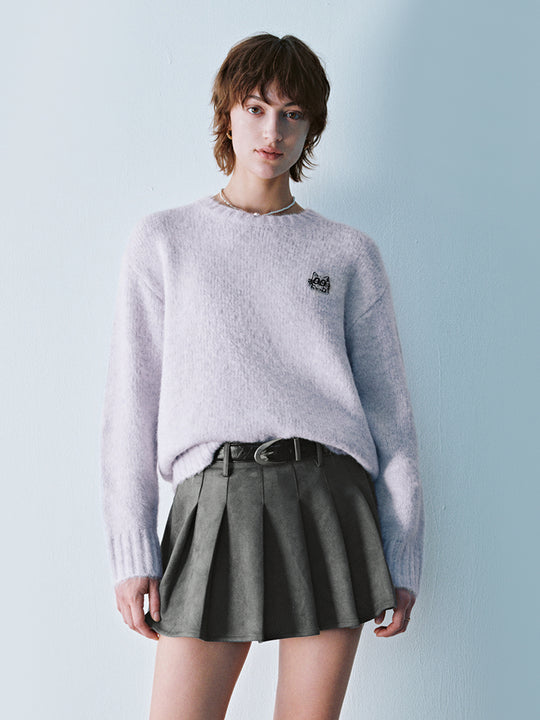 T-shirt a manica lunga con collo rotondo in maglia