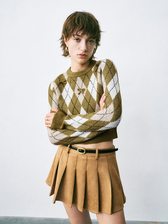 T-shirts tricotés à imprimé argyle