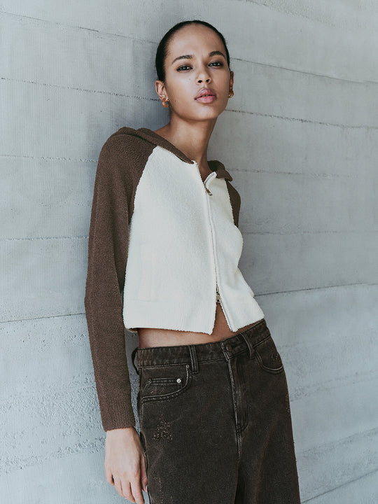 Cardigans tricotés avec fermeture éclair sur le devant