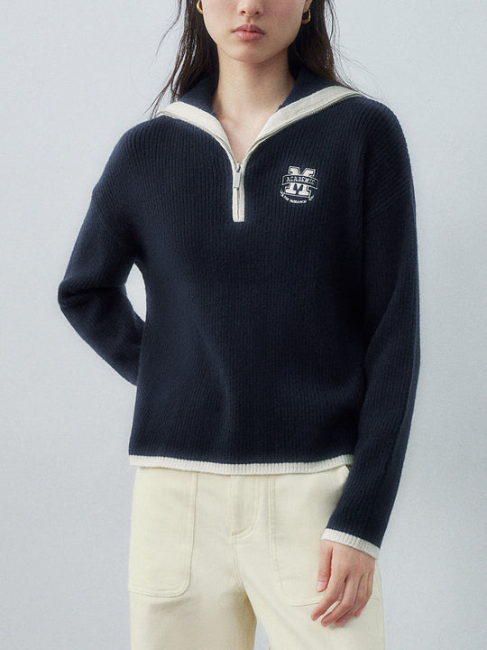 T-shirts tricotés à demi-patte de boutonnage zippée