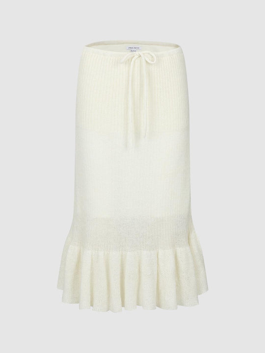 Faldas midi de línea A tejidas con dobladillo con volantes