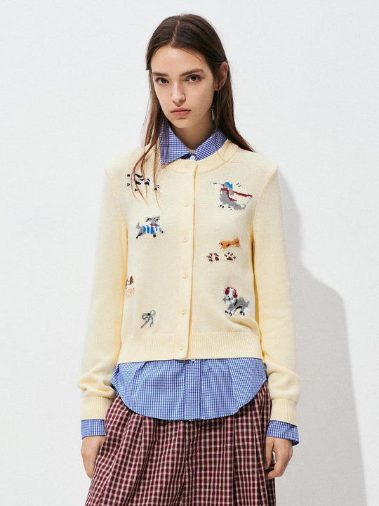 Cardigans tricotés à col rond imprimés