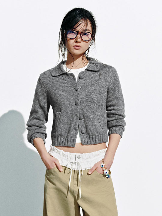 Cárdigans de punto con botones y cuello