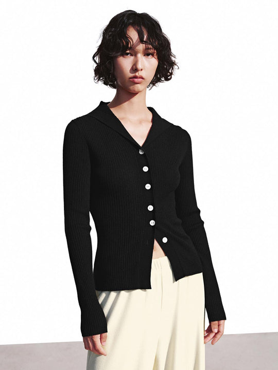 Large Collar Slim Fit Knitted Cardigans