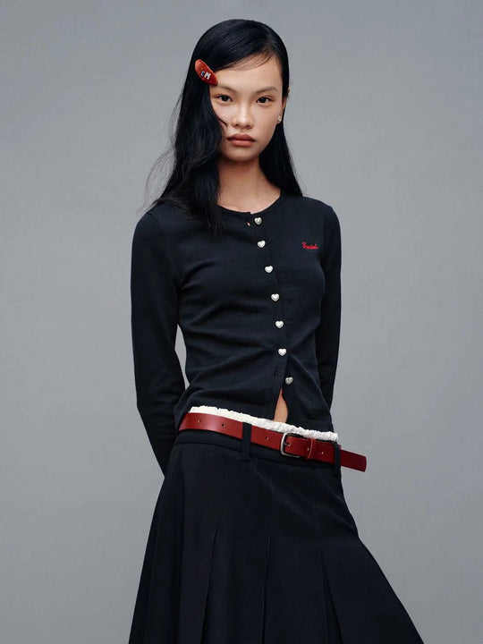 Crew Neck Embroidered Knitted Cardigans