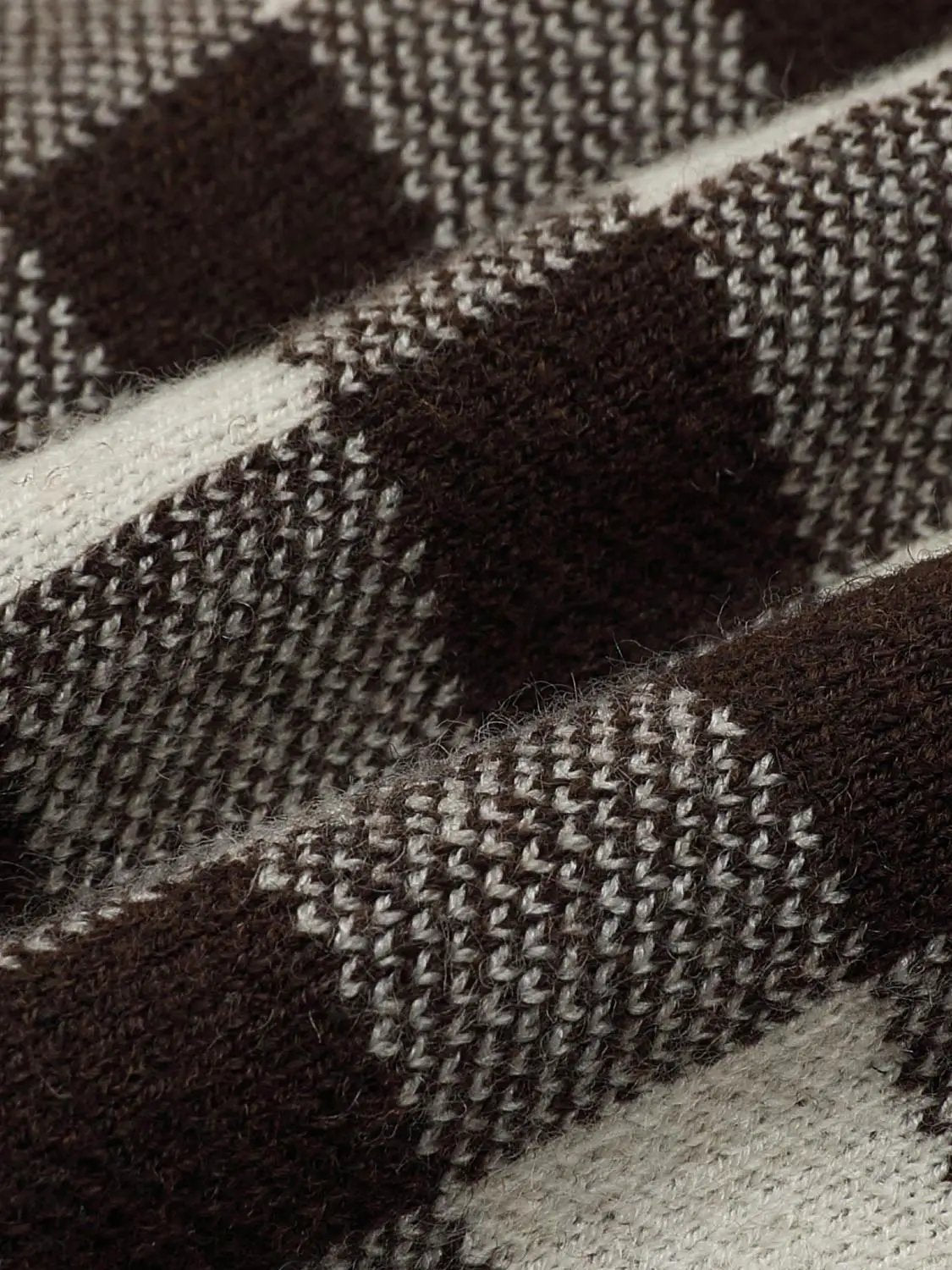 Knitted cardigan fabric in brown and beige plaid from Urban Revivo Fashion.