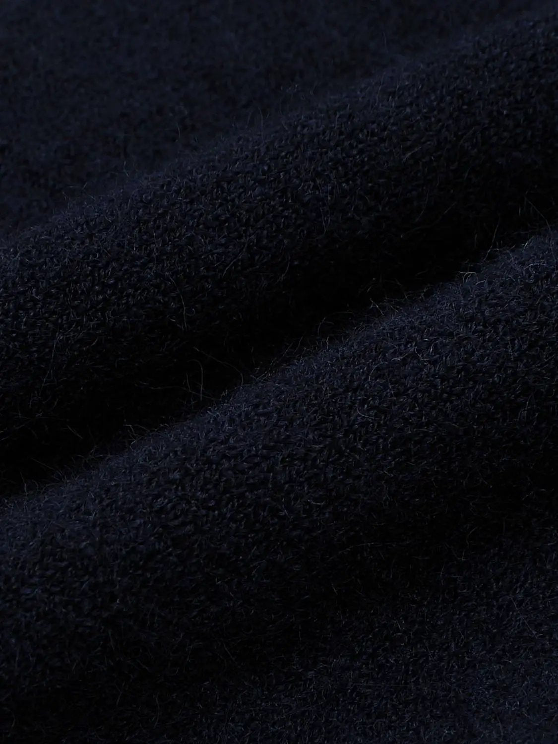Knit Striped Shawl Button Front Long Sleeve Cardigan fabric in dark navy; close-up of soft knit texture.