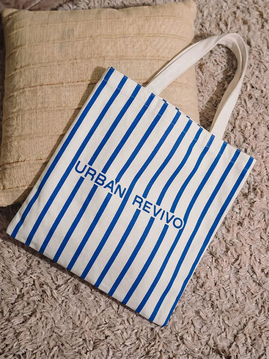 【GWP】Sac cabas quotidien en toile de coton bleue à rayures