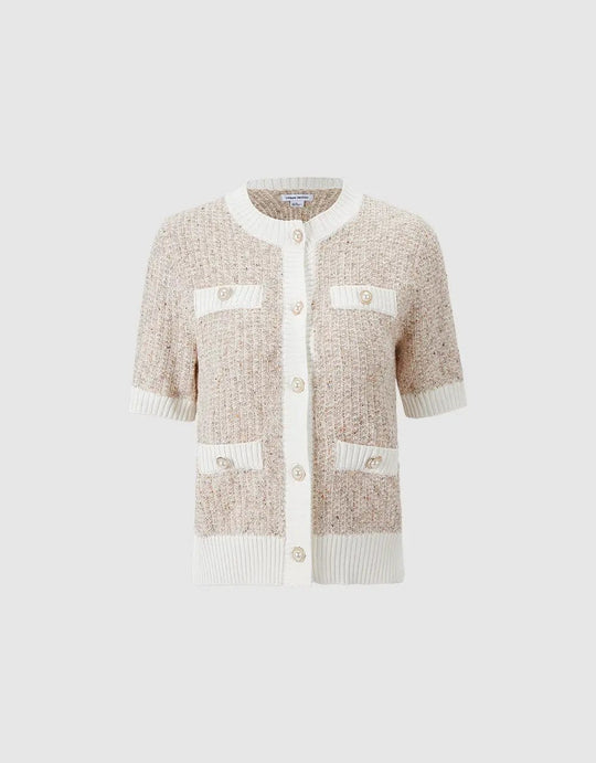 Strickjacke mit Kontrastbesatz